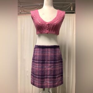 Amy Byer Mohair Cropped Sweater Banana Republic Wool Check Skirt